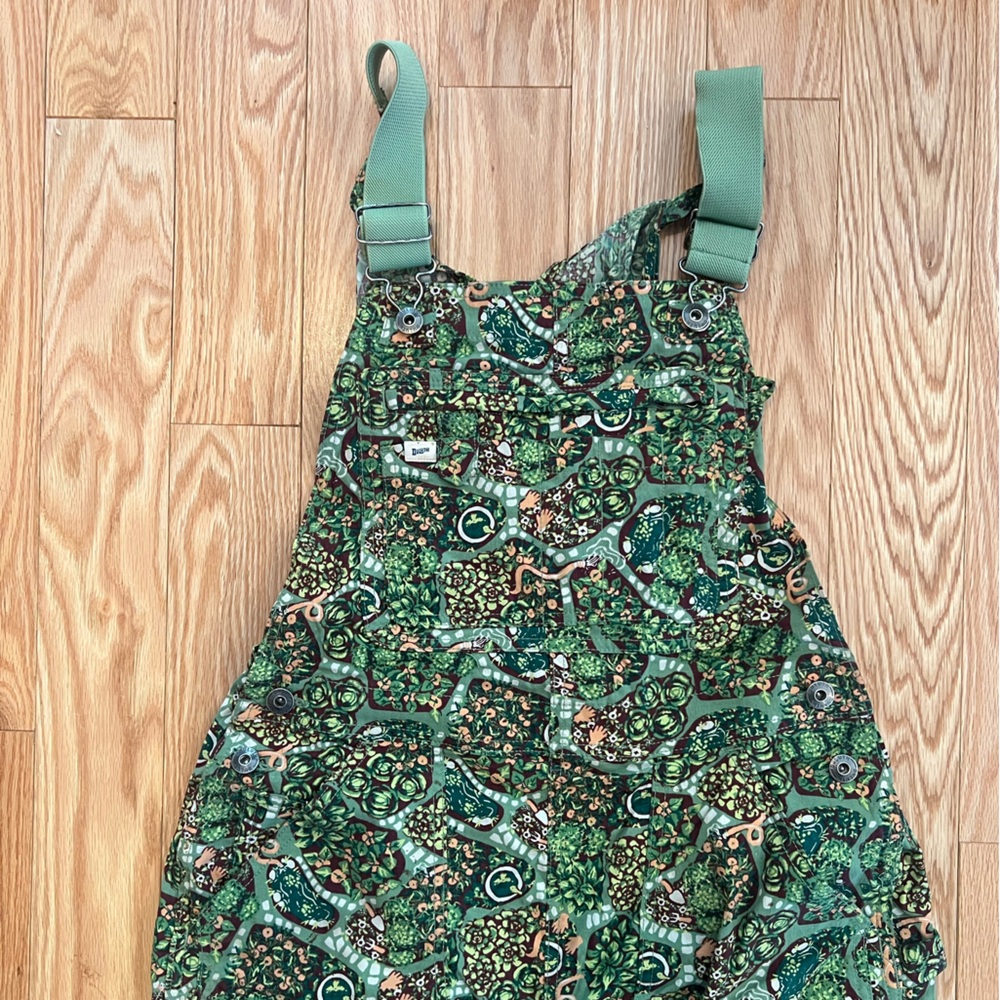Duluth Trading Heirloom Gardening Bib Overalls XS Worm Pattern Discontinued/RARE